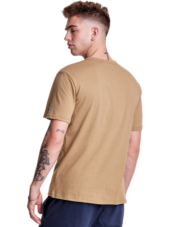 Champion Lätta Script Logo T-shirt Herr Khaki | 2658049-IA