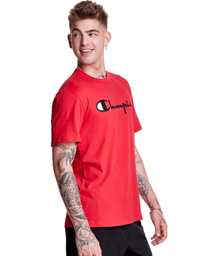 Champion Lätta Script Logo T-shirt Herr Röda | 3146082-AF