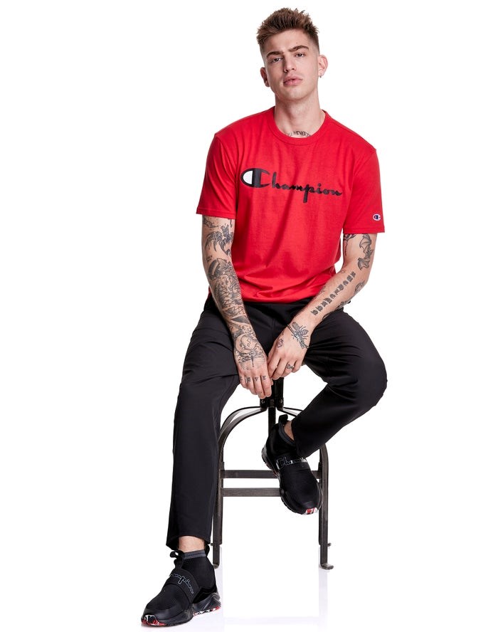 Champion Lätta Script Logo T-shirt Herr Röda | 3146082-AF