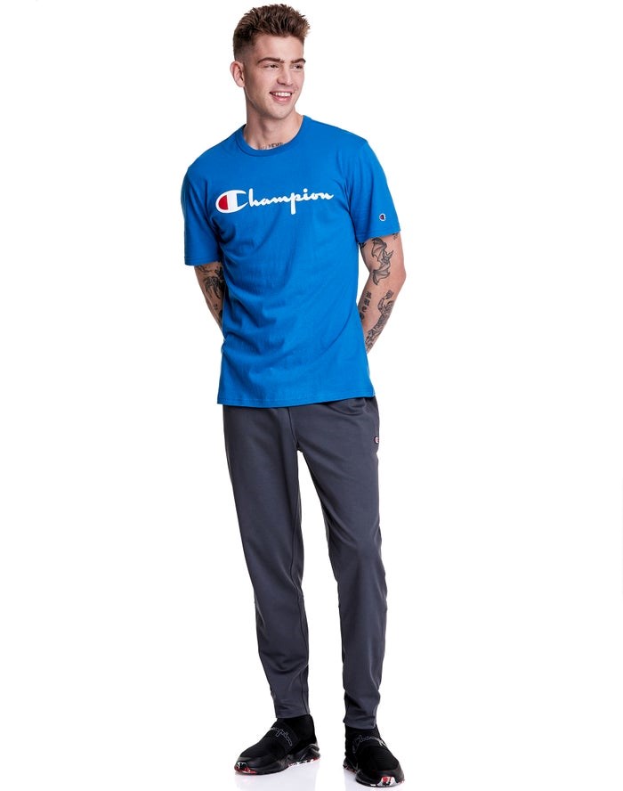 Champion Lätta Script Logo T-shirt Herr Blå | 3541682-QO