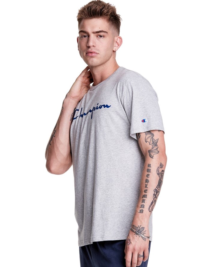 Champion Lätta Script Logo T-shirt Herr Grå | 5912806-BS