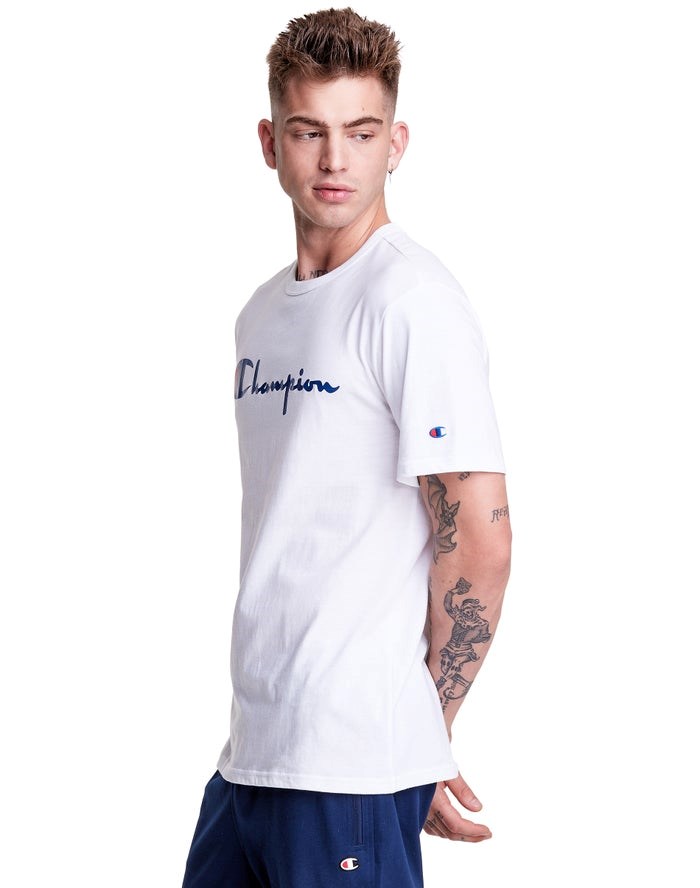 Champion Lätta Script Logo T-shirt Herr Vita | 9042185-HC