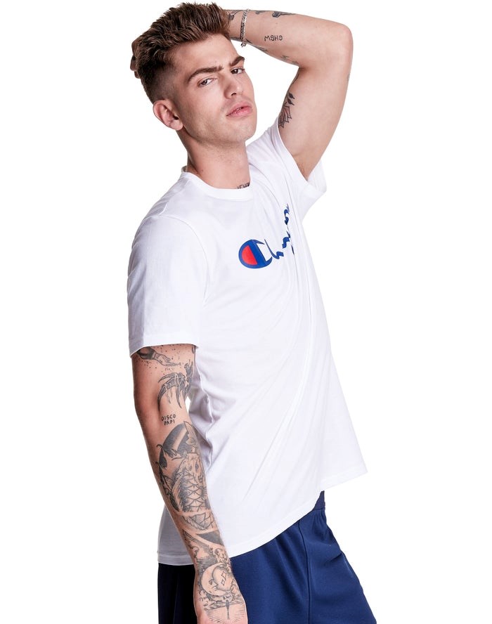 Champion Lätta Script Logo T-shirt Herr Vita | 9042185-HC