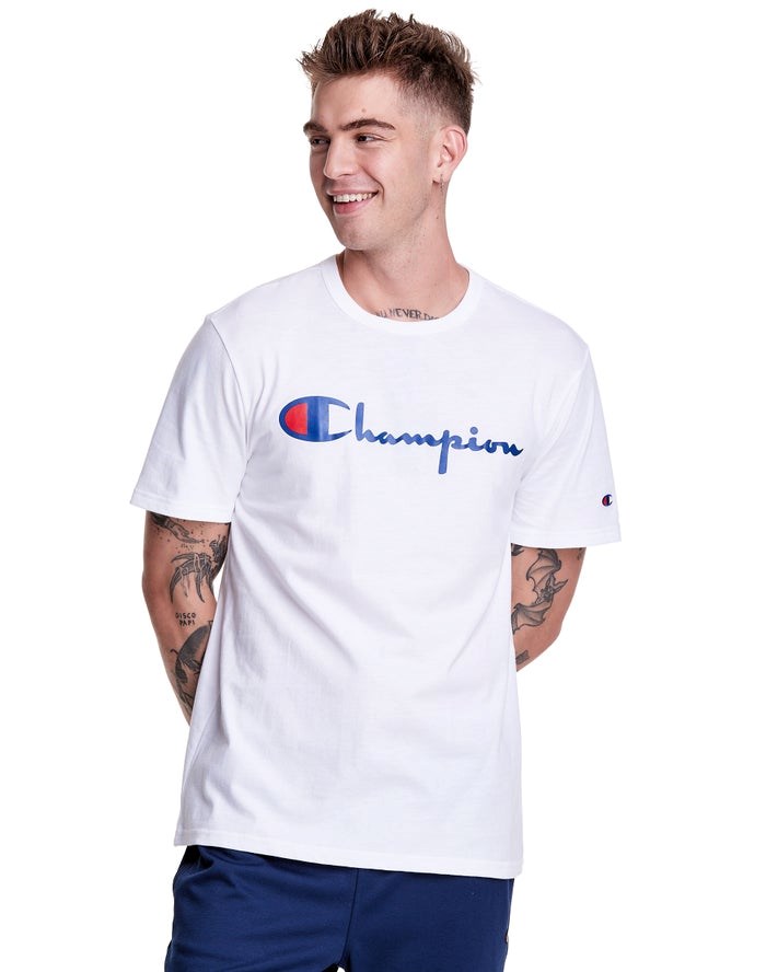 Champion Lätta Script Logo T-shirt Herr Vita | 9042185-HC