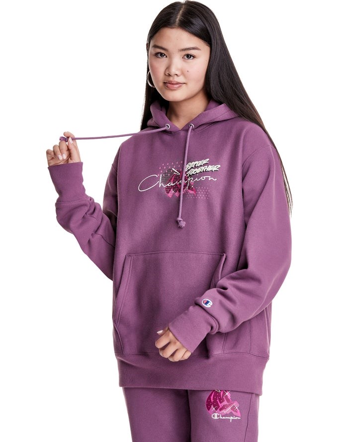 Champion Merlot Artist Series Reverse Weave Boyfriend Better Together Hoodie Dam Lila | 4037825-IO