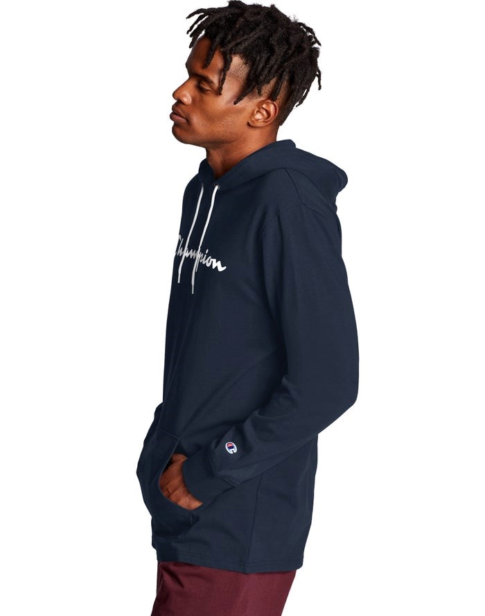 Champion Middleweight Hoodie Herr Marinblå | 3815746-RB