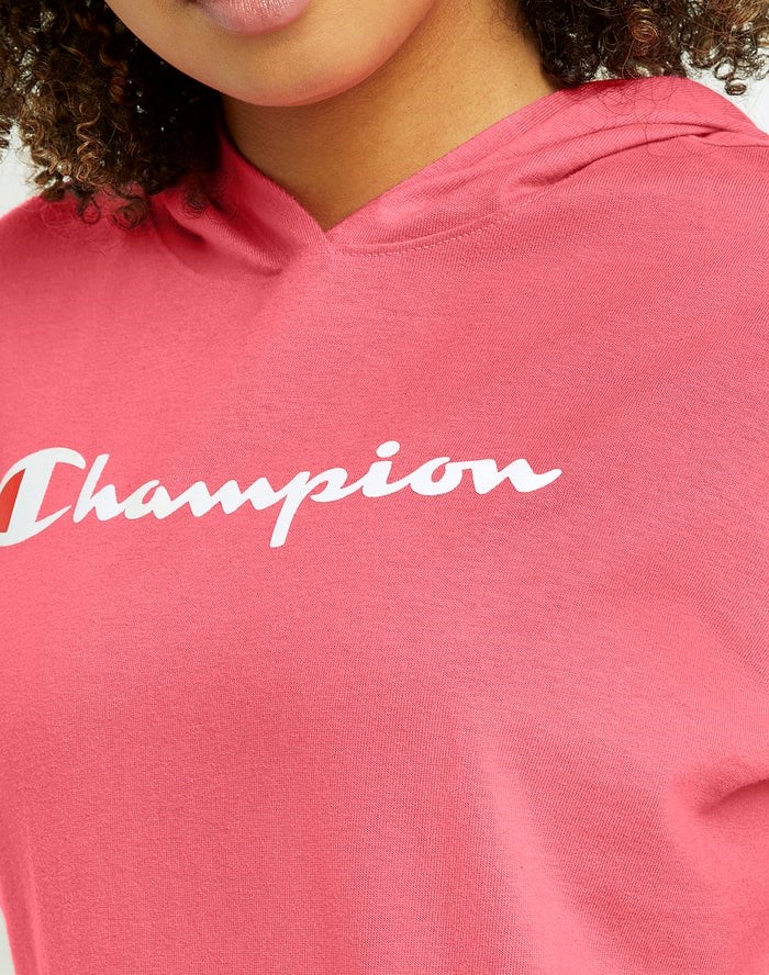 Champion Midweight Jersey Script Logo Hoodie Dam Korall | 6173849-GY