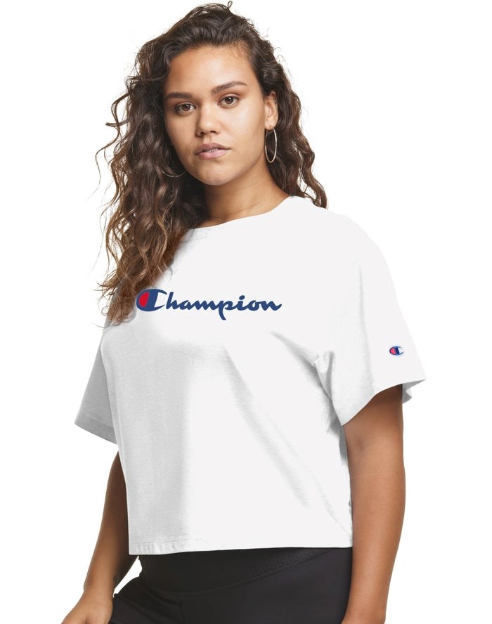 Champion Plus Cropped Script C Logo T-shirt Dam Vita | 2096835-IL