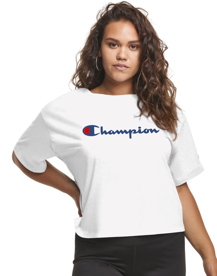 Champion Plus Cropped Script C Logo T-shirt Dam Vita | 2096835-IL