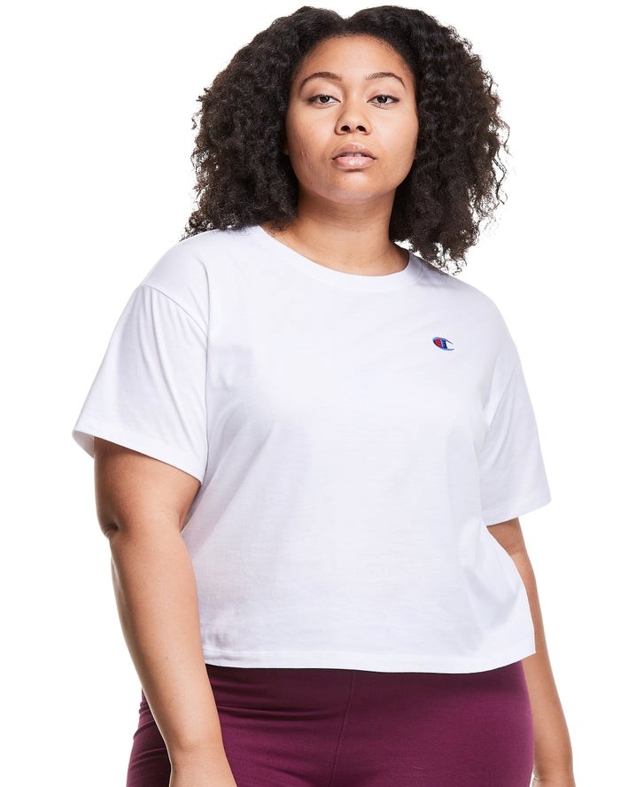 Champion Plus Lätta Cropped T-shirt Dam Vita | 2758694-PA