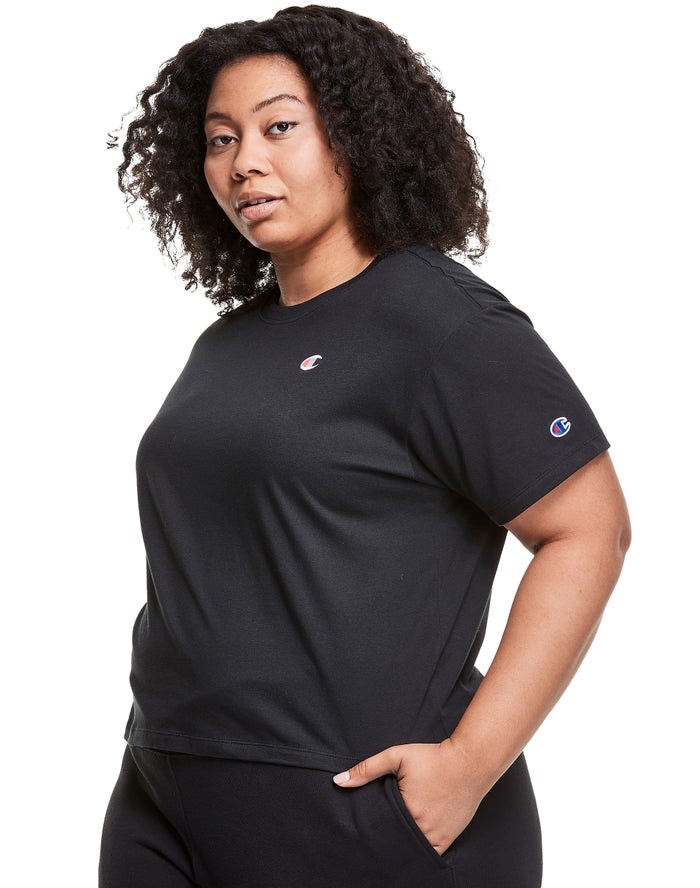 Champion Plus Lätta Cropped T-shirt Dam Svarta | 6348092-PX