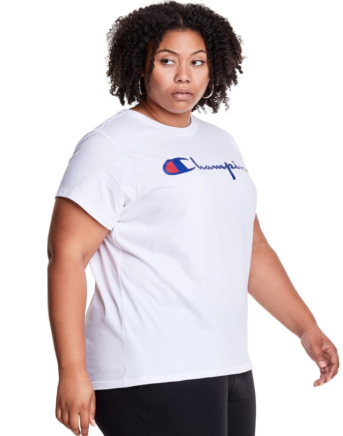 Champion Plus Lätta Script Logo T-shirt Dam Vita | 6413587-OG