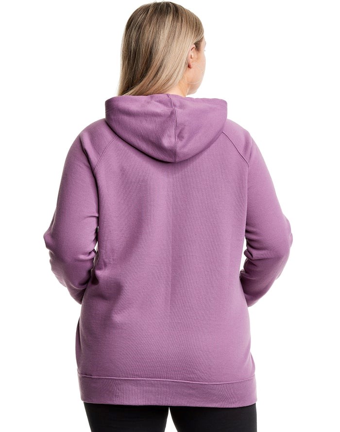 Champion Plus Powerblend Fleece Drop Shadow Foil Script Logo Hoodie Dam Rosa | 0926175-KS