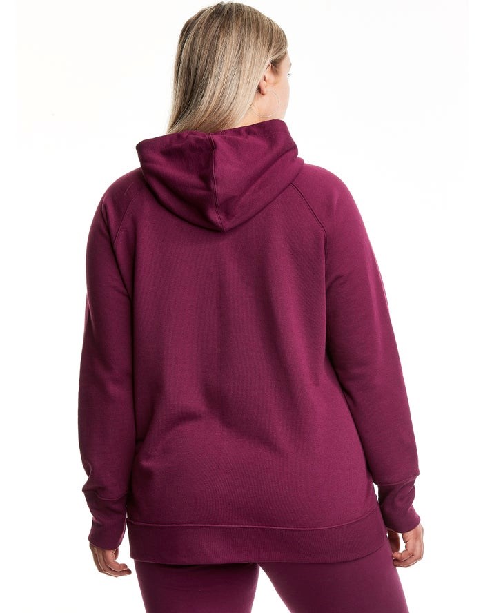 Champion Plus Powerblend Fleece Drop Shadow Foil Script Logo Hoodie Dam Mörklila | 2194570-OG