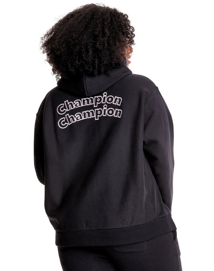 Champion Plus Reverse Weave Triple Outline Logo Hoodie Dam Svarta | 5136829-UT