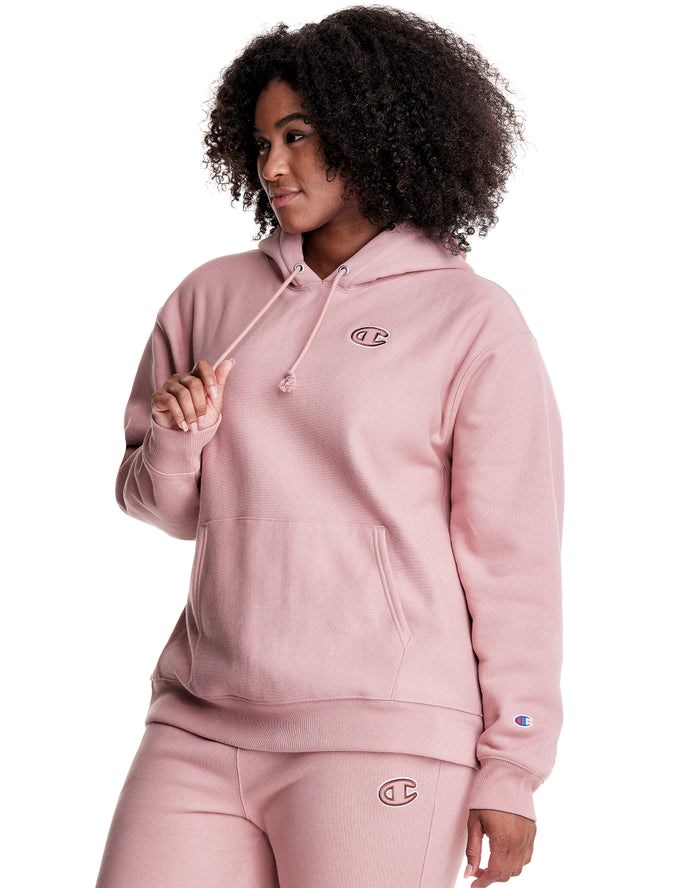 Champion Plus Reverse Weave Triple Outline Logo Hoodie Dam Rosa | 6439072-IQ