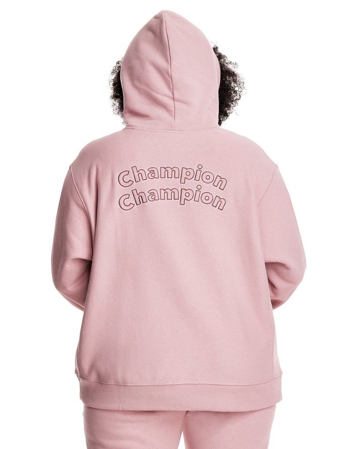 Champion Plus Reverse Weave Triple Outline Logo Hoodie Dam Rosa | 6439072-IQ