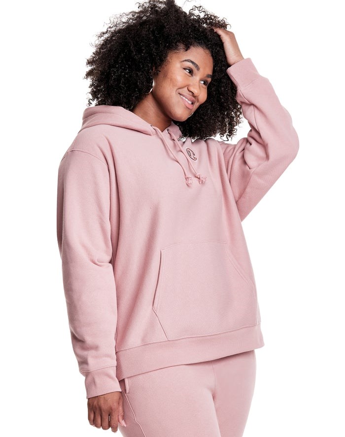 Champion Plus Reverse Weave Triple Outline Logo Hoodie Dam Rosa | 6439072-IQ