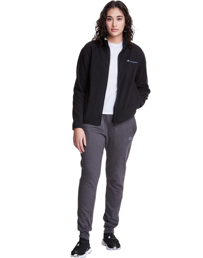 Champion Polar Fleece Full Zip Mock Neck Sweatpants Dam Svarta | 0956172-JB