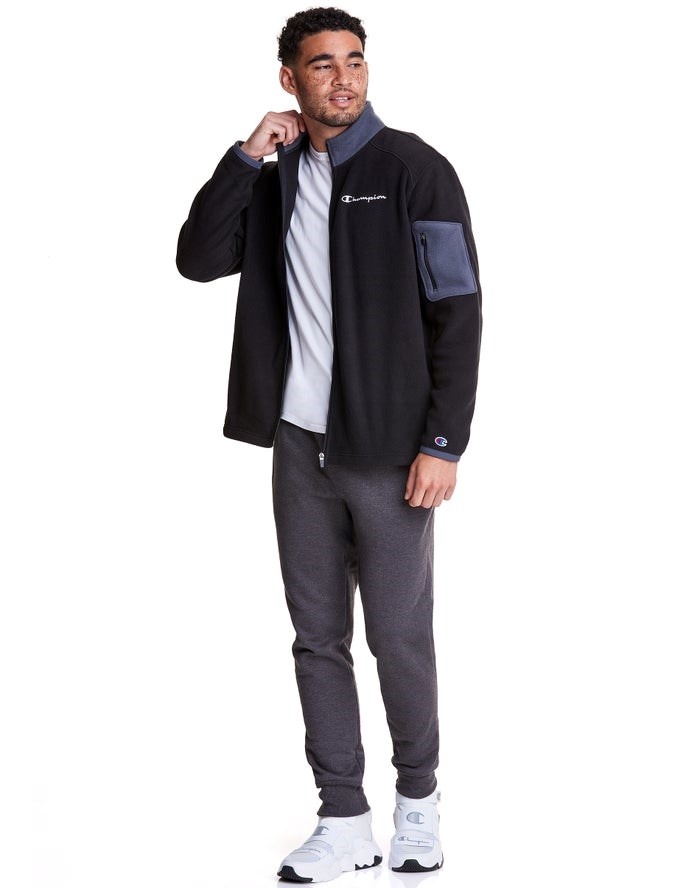 Champion Polar Fleece Full Zip Sweatpants Herr Svarta | 3107982-FG