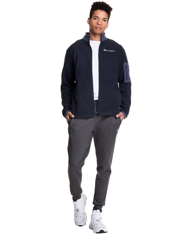 Champion Polar Fleece Full Zip Sweatpants Herr Marinblå | 9761482-ZT