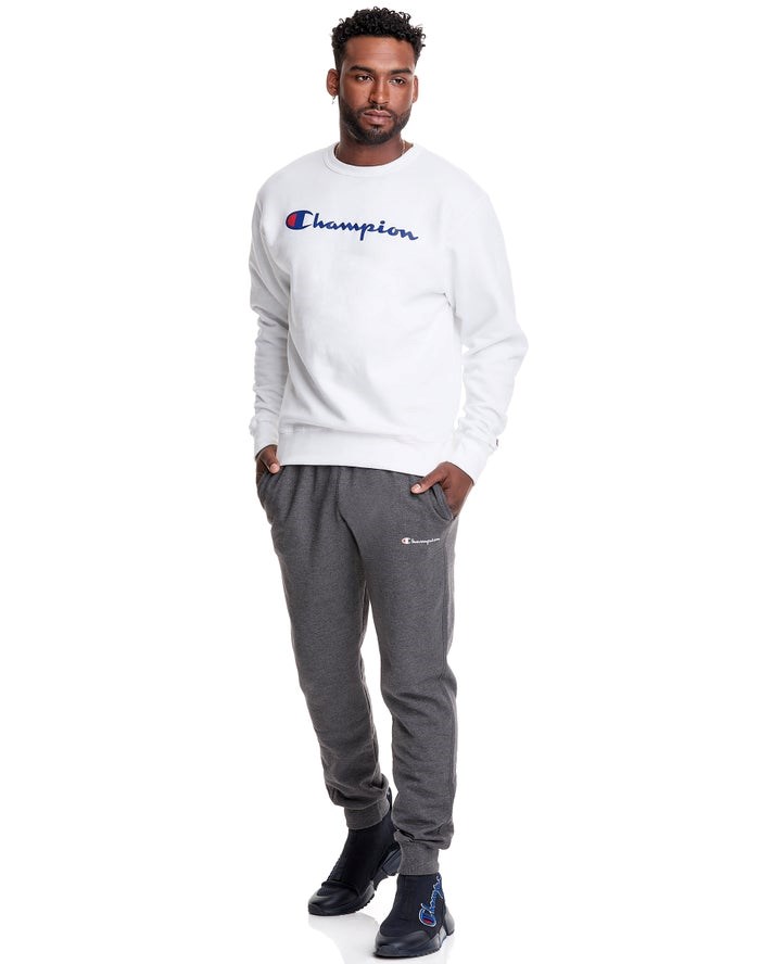 Champion Powerblend Crew Script Logo Tröjor Herr Vita | 7816432-EU