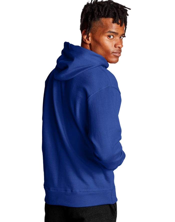 Champion Powerblend Fleece C Logo Hoodie Herr Blå | 0123649-VZ