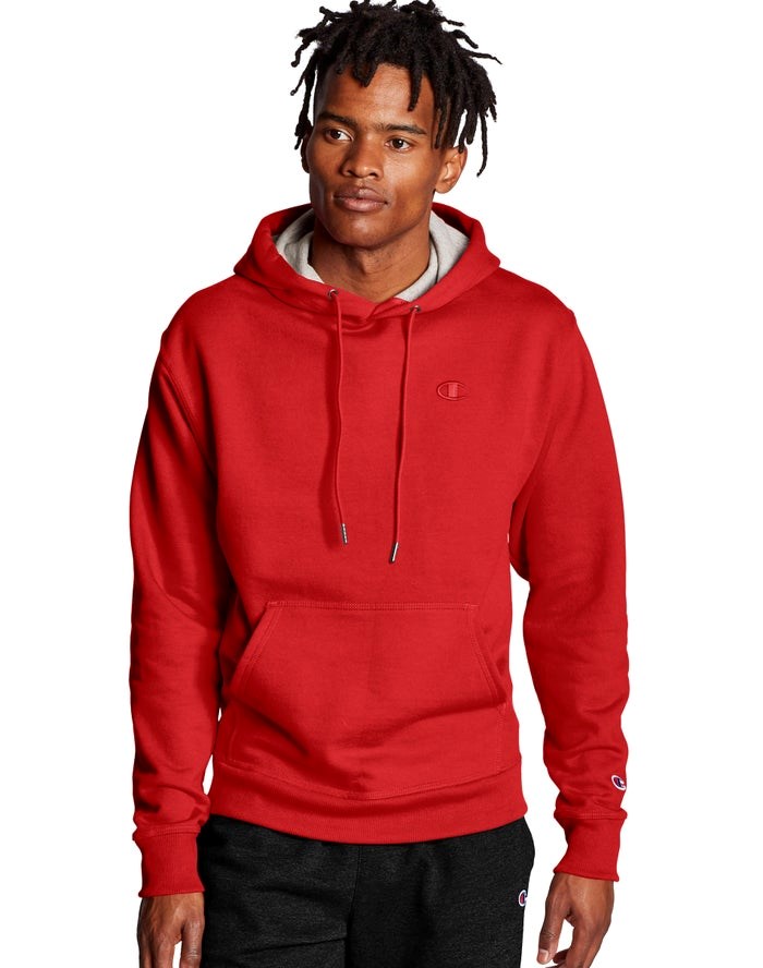 Champion Powerblend Fleece C Logo Hoodie Herr Röda | 1875063-EQ