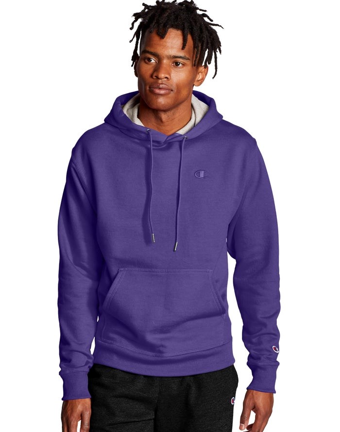 Champion Powerblend Fleece C Logo Hoodie Herr Lila | 2718350-JB