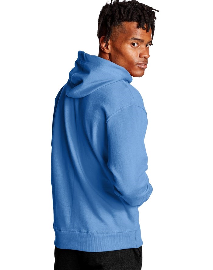 Champion Powerblend Fleece C Logo Hoodie Herr Blå | 4910587-EV