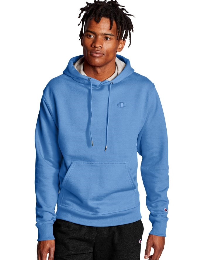 Champion Powerblend Fleece C Logo Hoodie Herr Blå | 4910587-EV