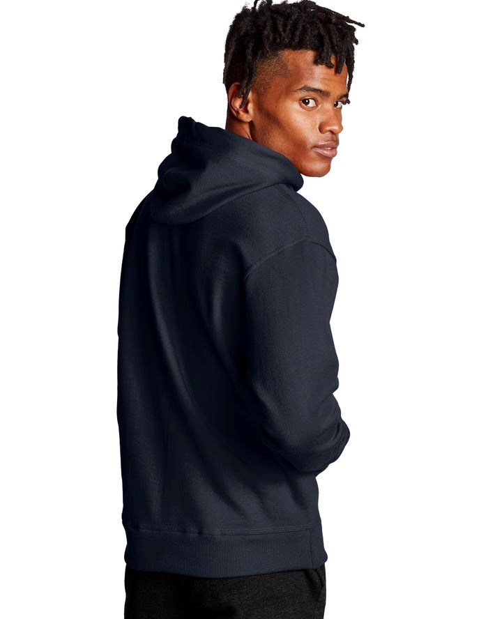 Champion Powerblend Fleece C Logo Hoodie Herr Marinblå | 5729386-AO