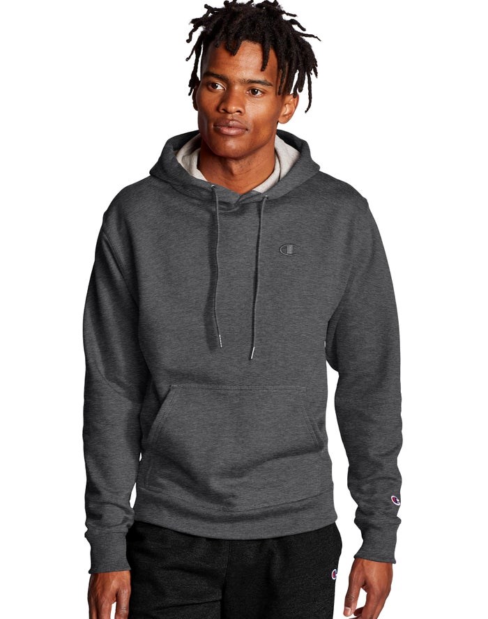 Champion Powerblend Fleece C Logo Hoodie Herr Mörkgrå | 7192560-PW