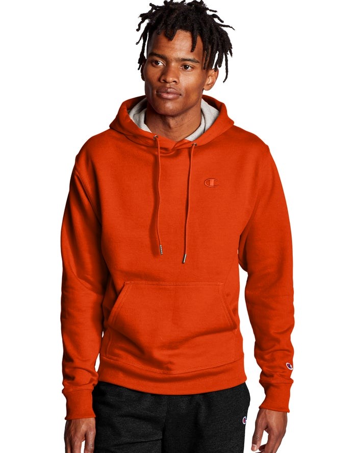 Champion Powerblend Fleece C Logo Hoodie Herr Orange | 9625381-YU