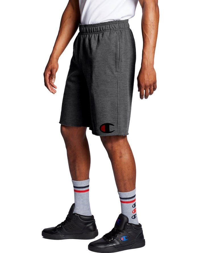 Champion Powerblend Fleece C Logo Shorts Herr Mörkgrå | 4639758-ZA