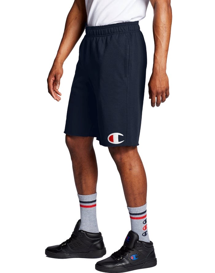 Champion Powerblend Fleece C Logo Shorts Herr Marinblå | 6712589-JH