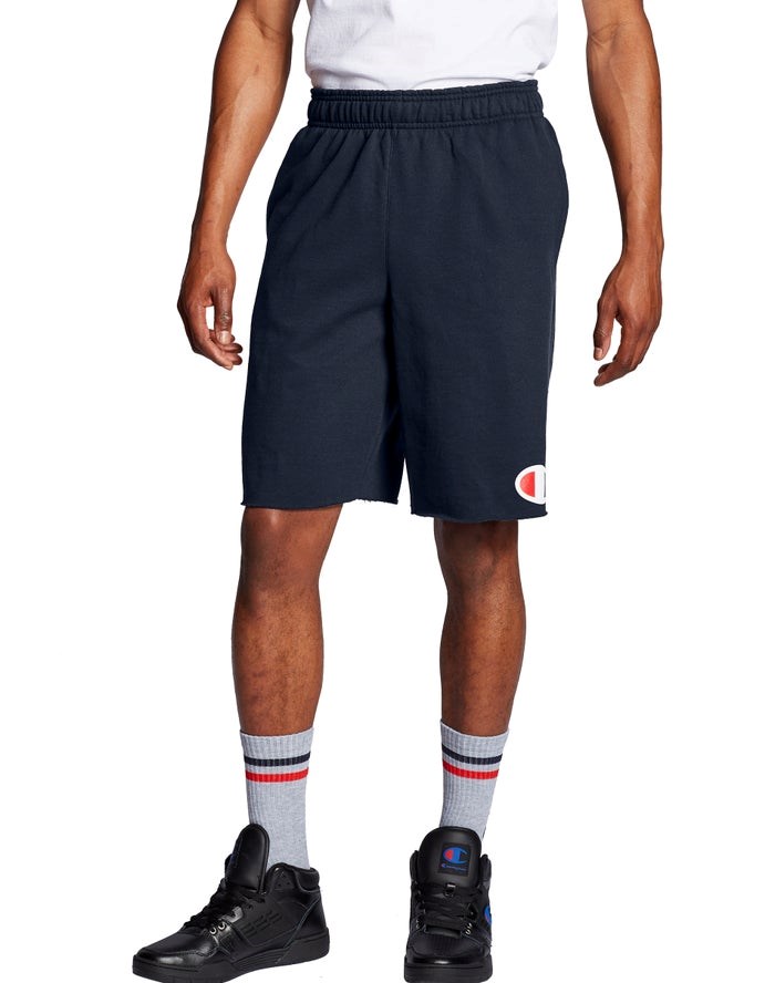 Champion Powerblend Fleece C Logo Shorts Herr Marinblå | 6712589-JH