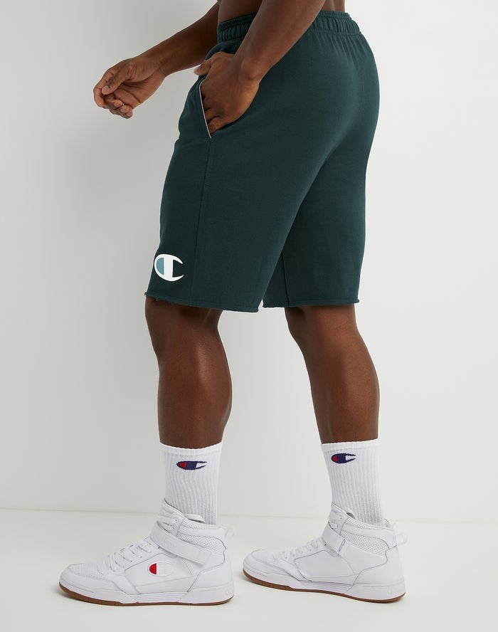 Champion Powerblend Fleece C Logo Shorts Herr Mörkgröna | 9135042-NQ