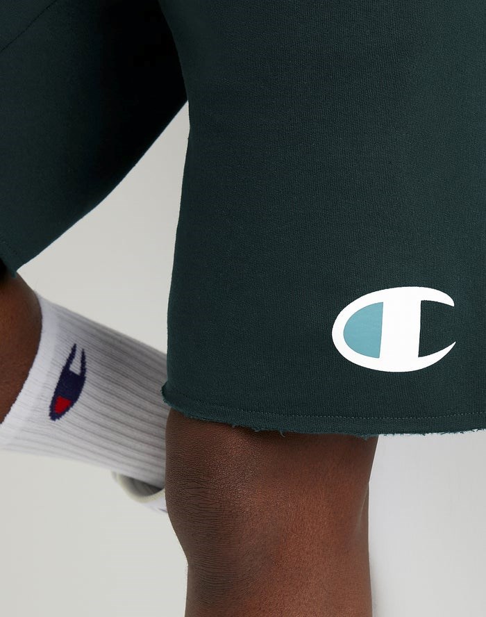 Champion Powerblend Fleece C Logo Shorts Herr Mörkgröna | 9135042-NQ