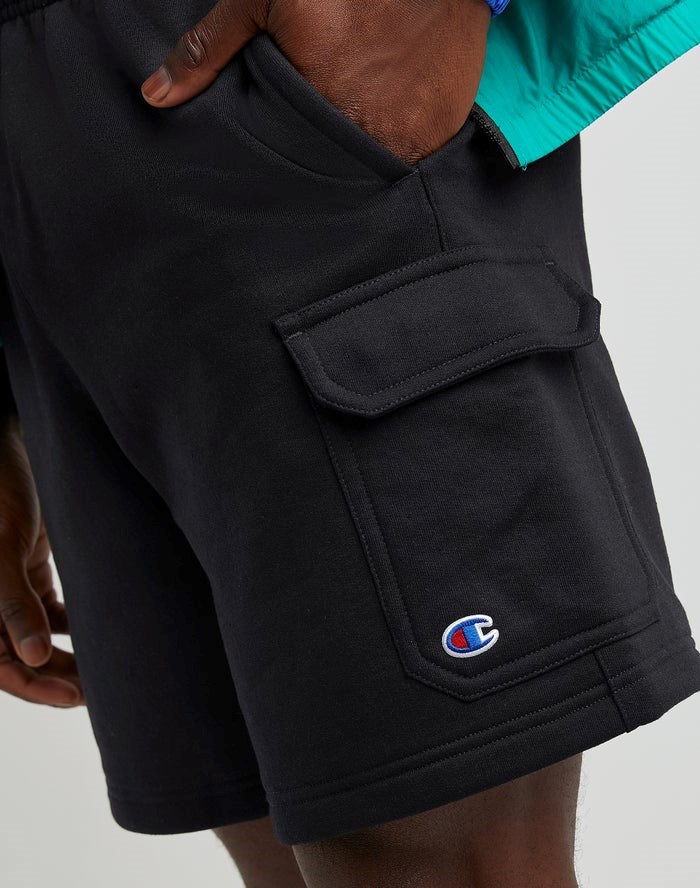 Champion Powerblend Fleece Cargo Shorts Herr Svarta | 3840269-GU