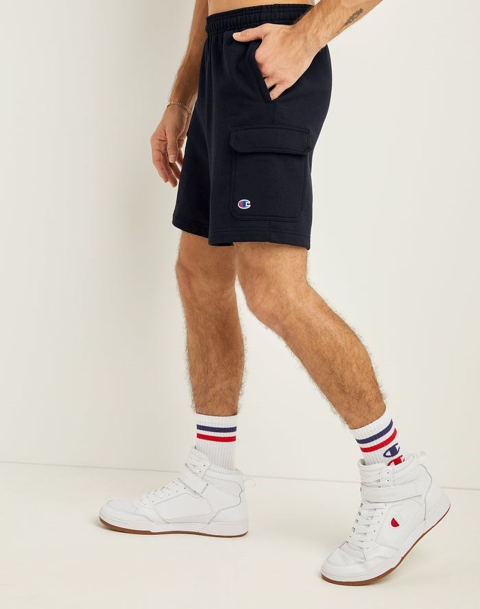 Champion Powerblend Fleece Cargo Shorts Herr Marinblå | 5387129-ZR