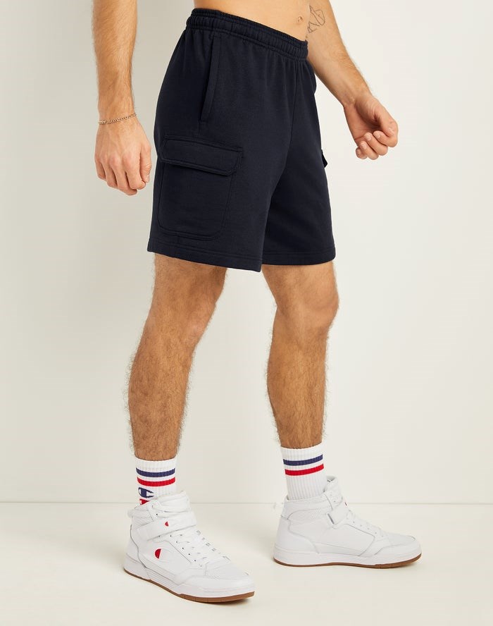 Champion Powerblend Fleece Cargo Shorts Herr Marinblå | 5387129-ZR