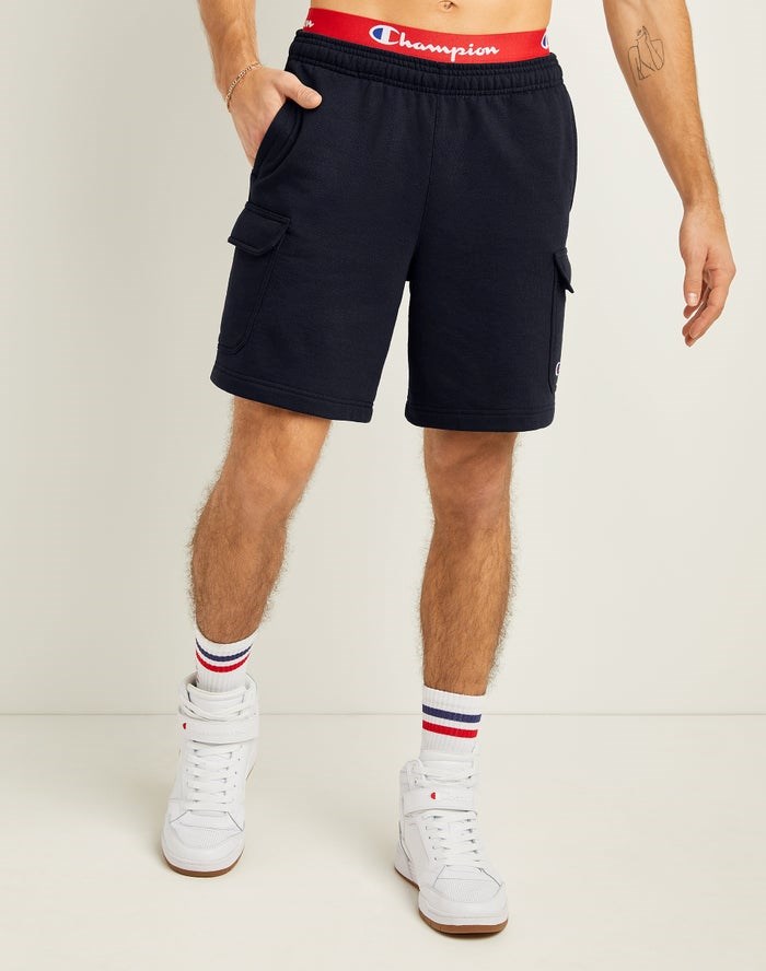 Champion Powerblend Fleece Cargo Shorts Herr Marinblå | 5387129-ZR