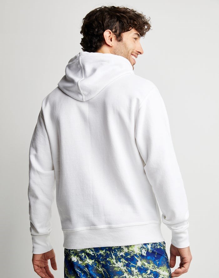 Champion Powerblend Fleece Chasing Waves Hoodie Herr Vita | 2318605-QN