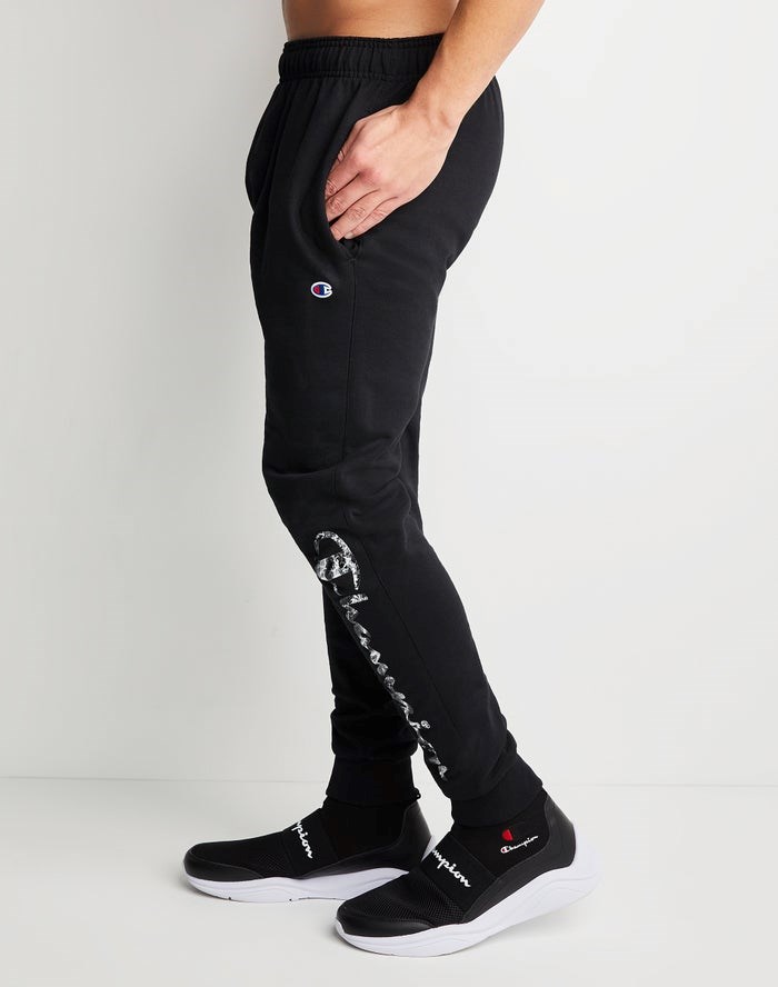 Champion Powerblend Fleece Chasing Waves Sweatpants Herr Svarta | 6142790-RY