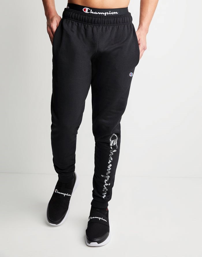 Champion Powerblend Fleece Chasing Waves Sweatpants Herr Svarta | 6142790-RY