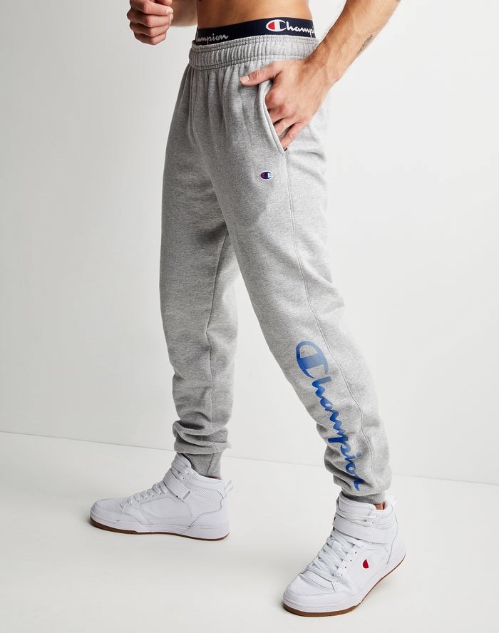 Champion Powerblend Fleece Chasing Waves Sweatpants Herr Grå | 9567082-CO