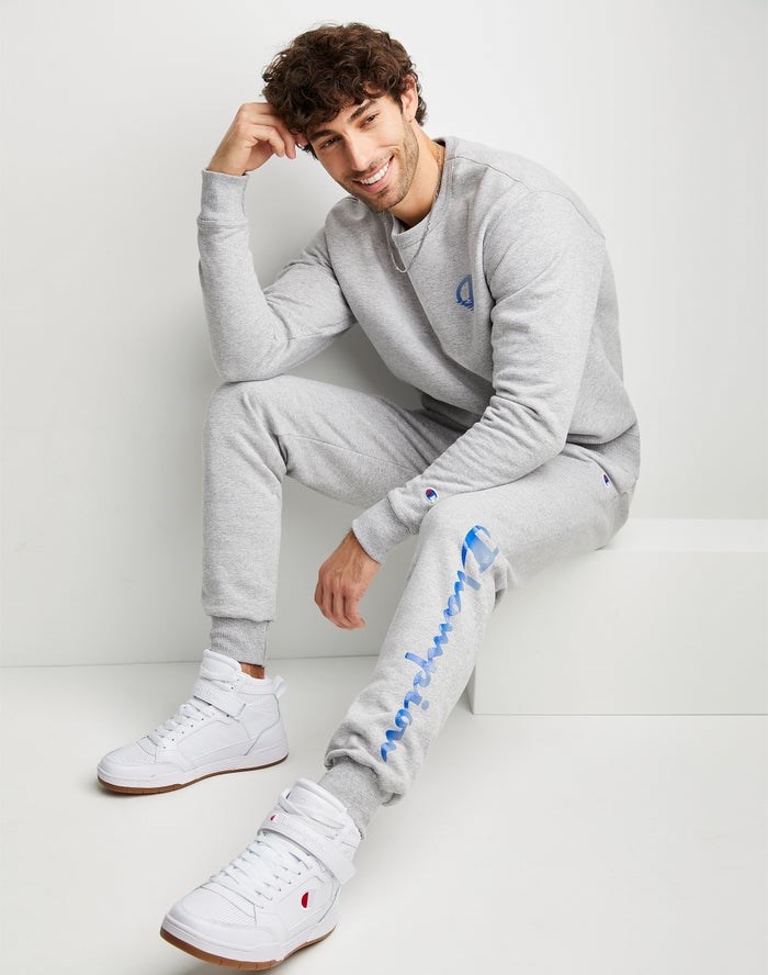 Champion Powerblend Fleece Chasing Waves Sweatpants Herr Grå | 9567082-CO