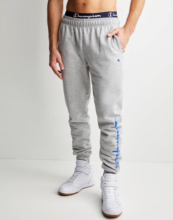 Champion Powerblend Fleece Chasing Waves Sweatpants Herr Grå | 9567082-CO