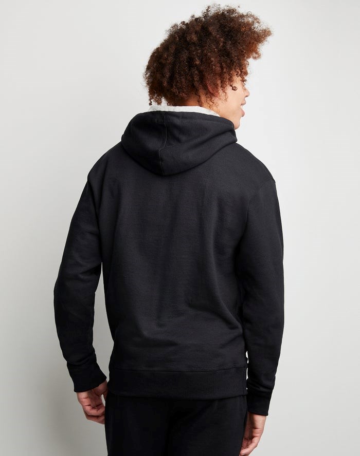 Champion Powerblend Fleece Chasing Waves Hoodie Herr Svarta | 9701523-ES